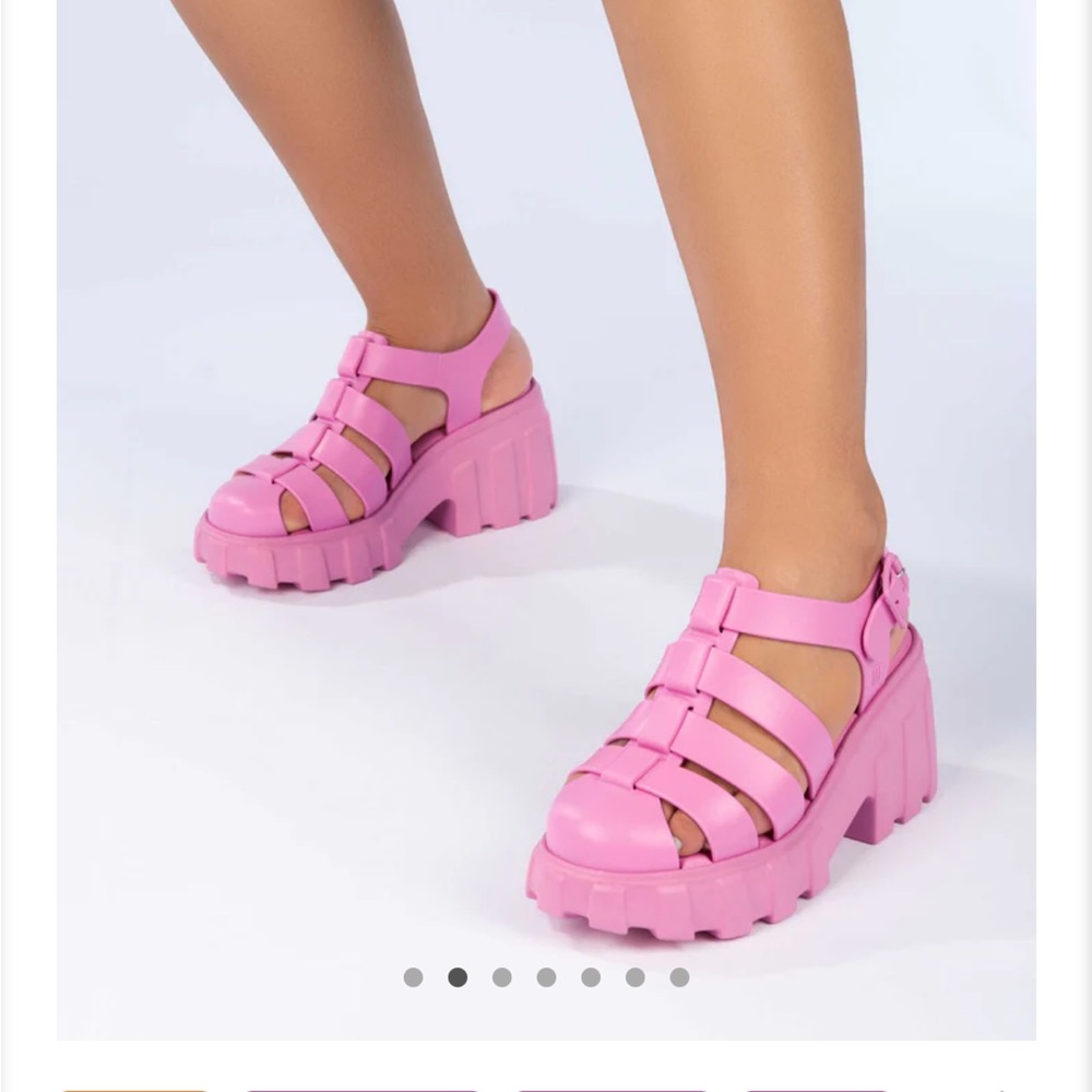Melissa Megan Pink Platform Sandals with Chunky Sole